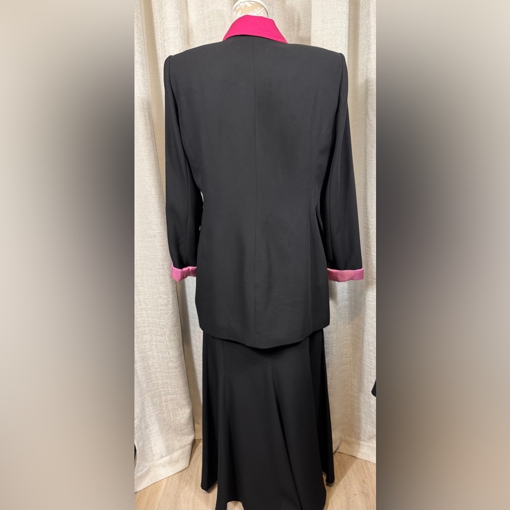 🖤 Criscione New York Vintage Black Skirt Suit – Bold Pink Accents size L - Picture 8 of 11